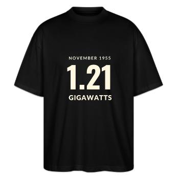 1,21 GB - Stanley/Stella Oversized Unisex Bio T-Shirt Blaster 2.0 - Schwarz - Vorne - Alina (178cm) & Michal (187cm)
