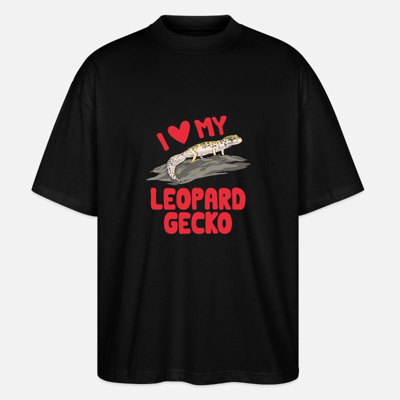 Leopardgecko Reptil Haustier Gecko - Stanley/Stella Oversized Unisex Bio T-Shirt Blaster 2.0 - Schwarz