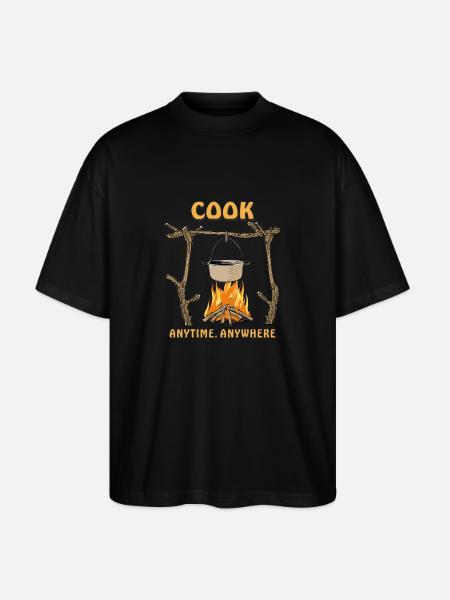 FIRE PIT COOK ANYTIME, ANYWHERE - Stanley/Stella Oversized Unisex Organic T-shirt Blaster 2.0 - black