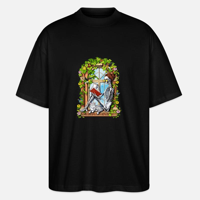 Squelette Hippie Plantes - T-shirt bio Blaster 2.0 coupe oversize Stanley/Stella Unisexe - noir