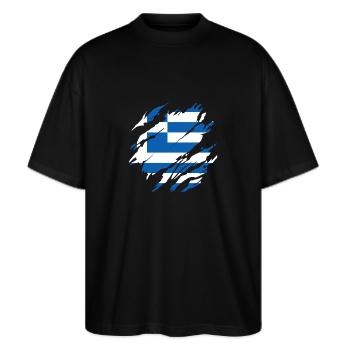 Grecs Grèce - T-shirt bio Blaster 2.0 coupe oversize Stanley/Stella Unisexe - noir - Devant - Alina (178cm) & Michal (187cm)