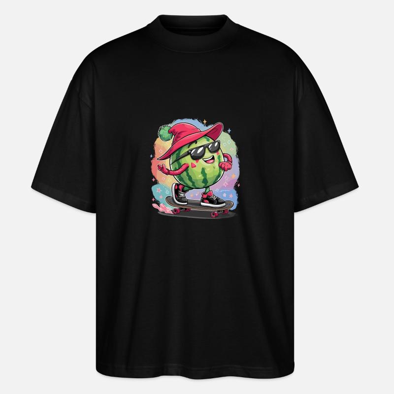Cooler Wassermelonen-Skater - Stanley/Stella Oversized Unisex Bio T-Shirt Blaster 2.0 - Schwarz