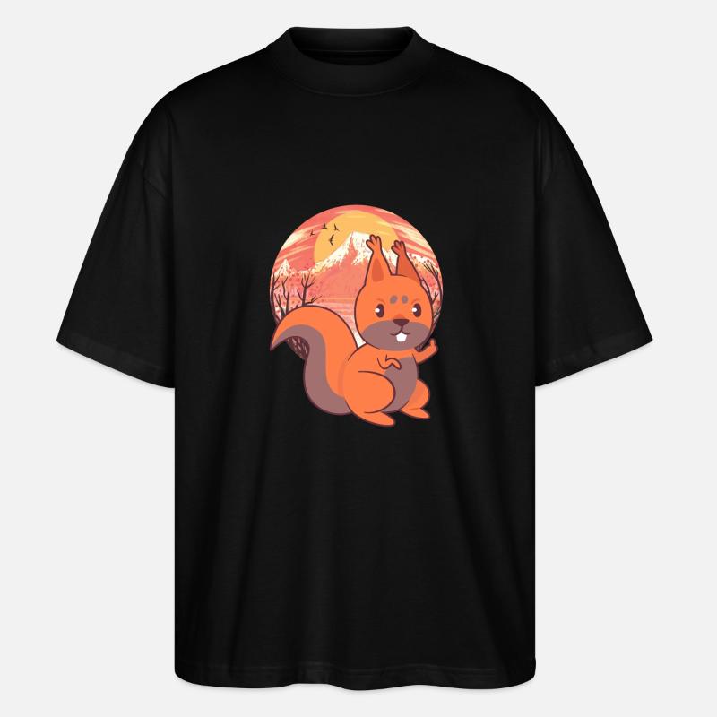 Eichhörnchen Kinder Kind - Stanley/Stella Oversized Unisex Bio T-Shirt Blaster 2.0 - Schwarz