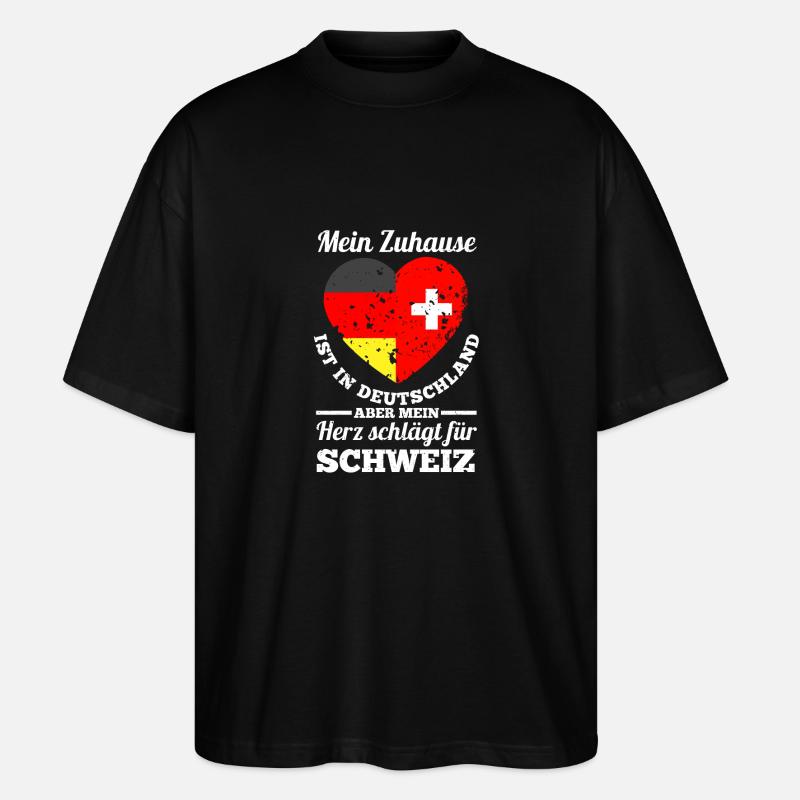 Schweizer Deutschland Schweiz - Stanley/Stella Oversized Unisex Bio T-Shirt Blaster 2.0 - Schwarz