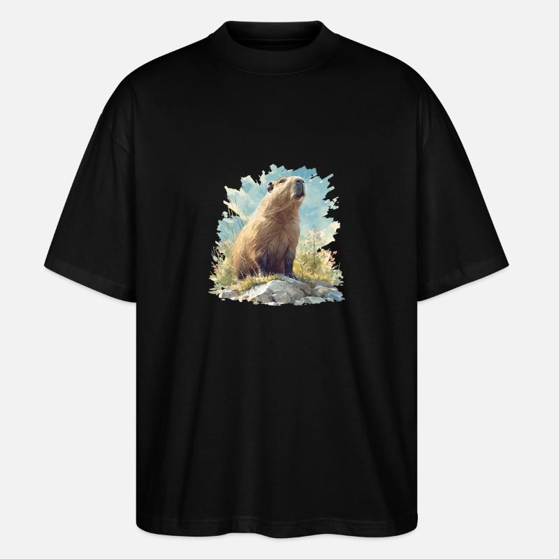 Capybaras Capybara - Stanley/Stella Oversized Unisex Bio T-Shirt Blaster 2.0 - Schwarz