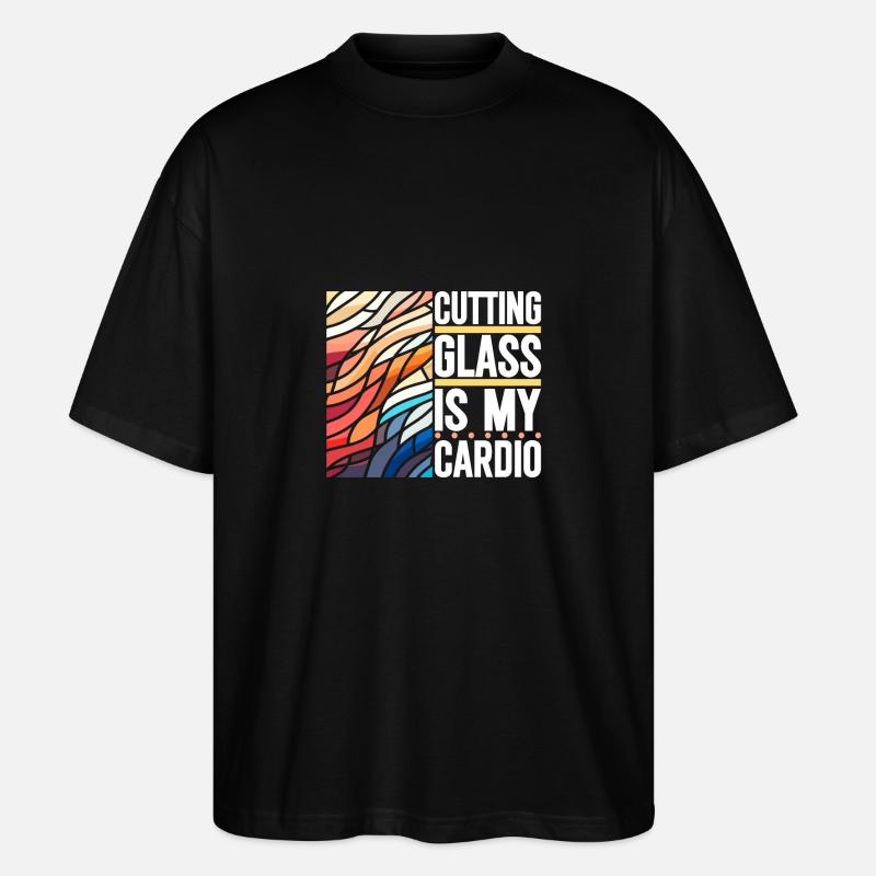 Buntglaskünstler Buntglaskunst - Stanley/Stella Oversized Unisex Bio T-Shirt Blaster 2.0 - Schwarz