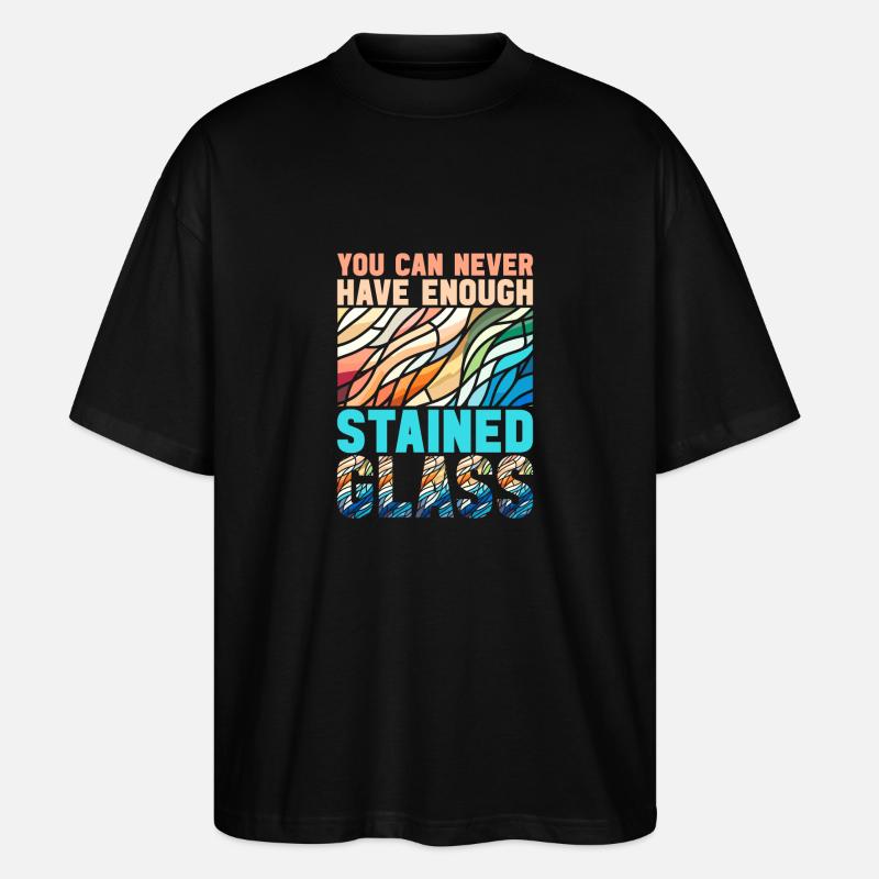 Buntglaskünstler Buntglaskunst - Stanley/Stella Oversized Unisex Bio T-Shirt Blaster 2.0 - Schwarz