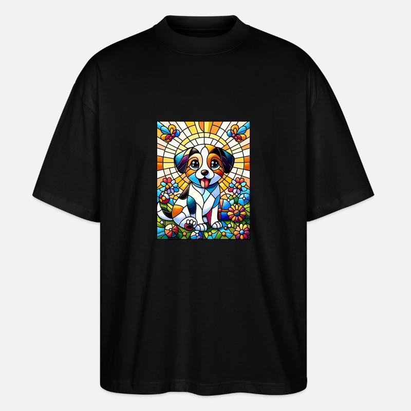 Buntglaskünstler Buntglaskunst - Stanley/Stella Oversized Unisex Bio T-Shirt Blaster 2.0 - Schwarz