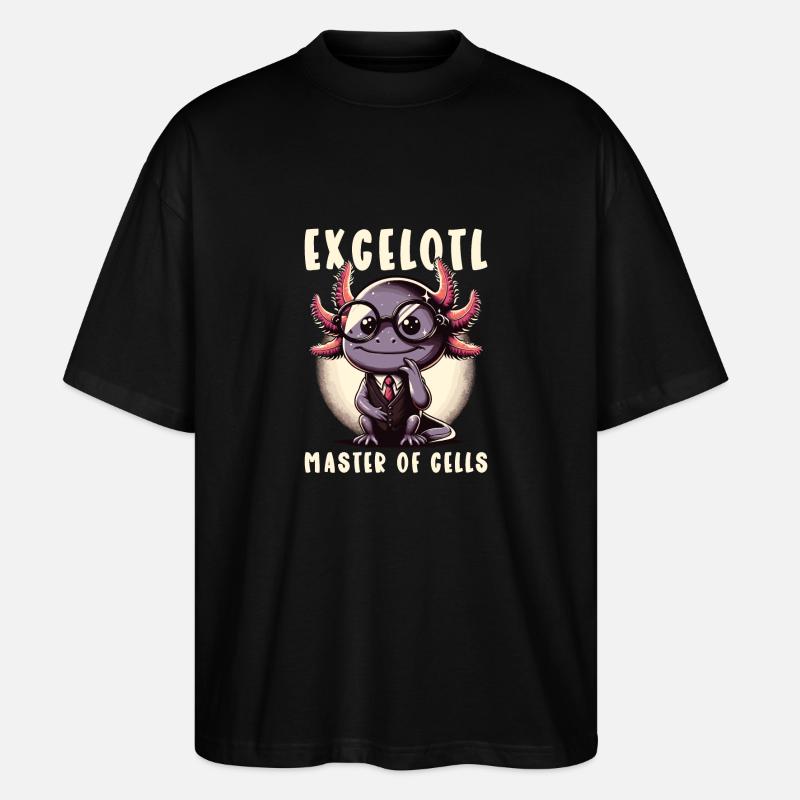 Excelotl Geeky Tabellenkalkulation Axolotl - Stanley/Stella Oversized Unisex Bio T-Shirt Blaster 2.0 - Schwarz