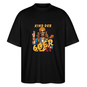MANN KIND DER 60er - Stanley/Stella Oversized Unisex Bio T-Shirt Blaster 2.0 - Schwarz - Vorne - Alina (178cm) & Michal (187cm)