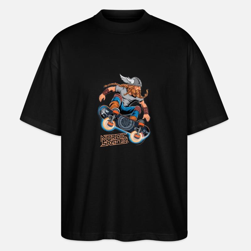 Wikinger-Krieger-Skateboarder - Stanley/Stella Oversized Unisex Bio T-Shirt Blaster 2.0 - Schwarz