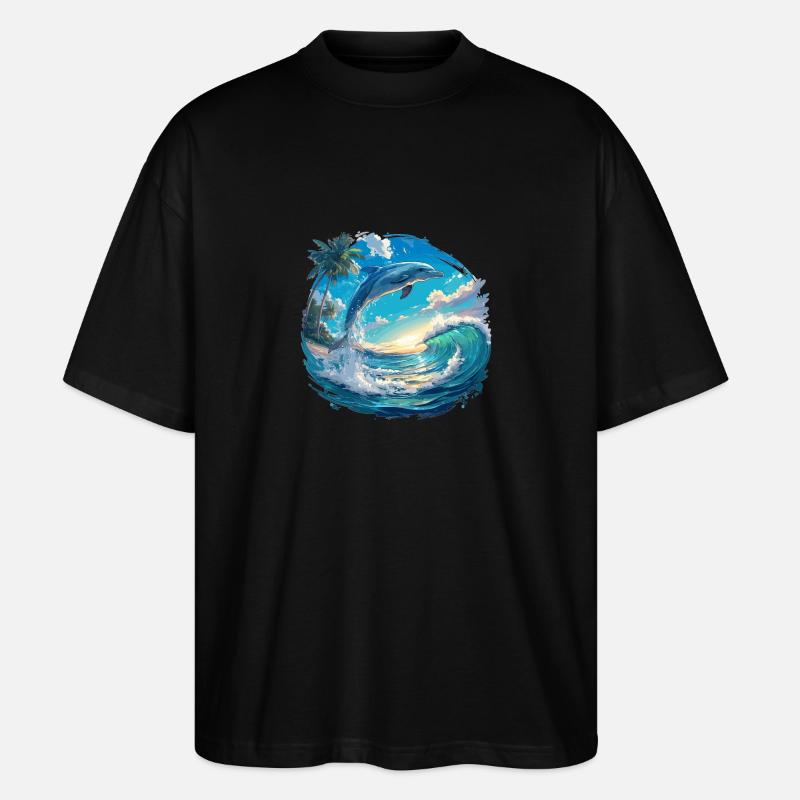 Dolphin Dolphins Dolphin - Stanley/Stella Oversized Unisex Organic T-shirt Blaster 2.0 - black