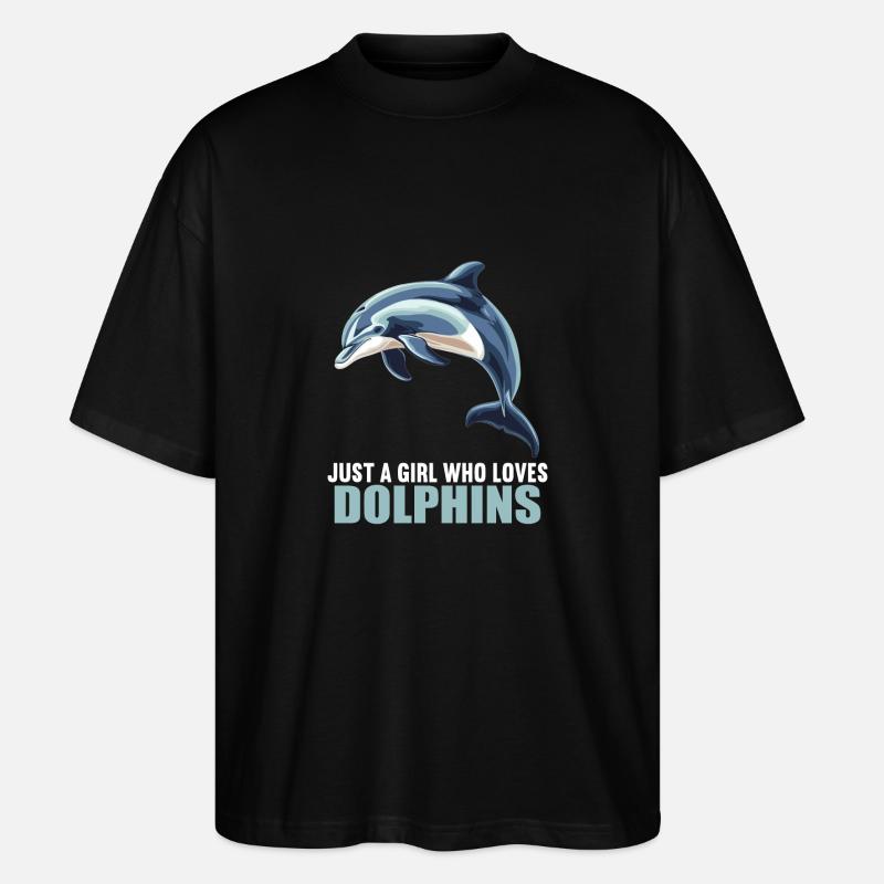 Dolphin Dolphins Dolphin - Stanley/Stella Oversized Unisex Organic T-shirt Blaster 2.0 - black