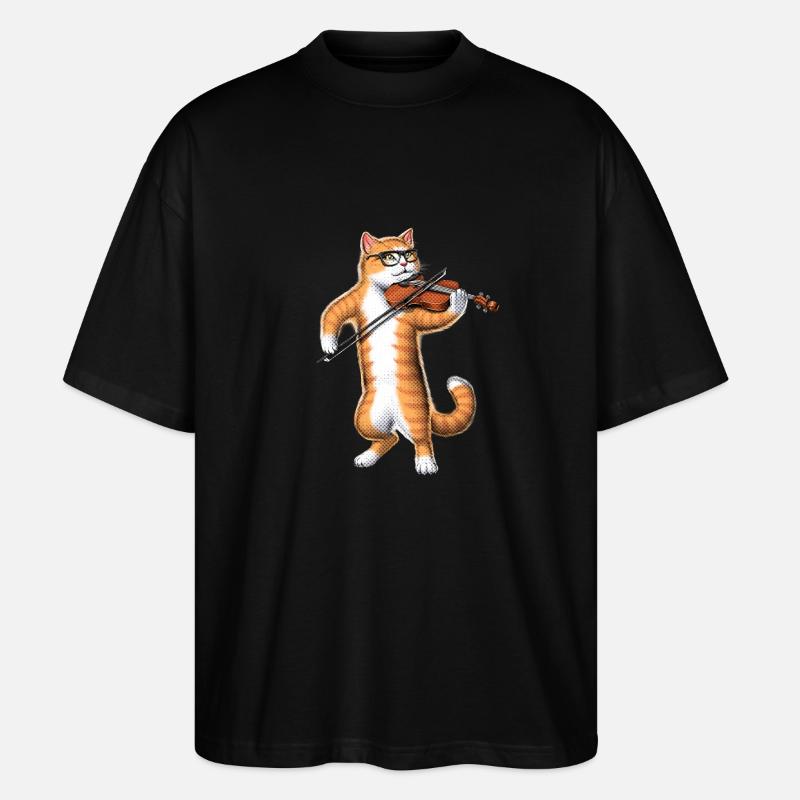 Chat jouant du violon - T-shirt bio Blaster 2.0 coupe oversize Stanley/Stella Unisexe - noir