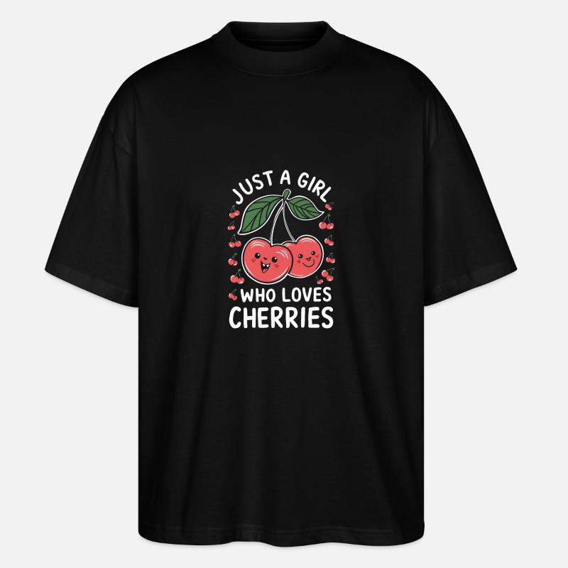 Kirsche Kirschen Früchte Essen - Stanley/Stella Oversized Unisex Bio T-Shirt Blaster 2.0 - Schwarz