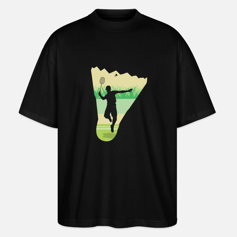 Badminton Retro Shuttlecock Player - Stanley/Stella Oversized Unisex Organic T-shirt Blaster 2.0 - black