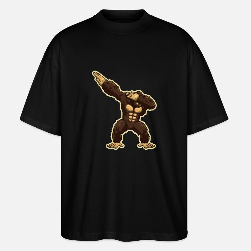 Monkey Chimpanzee Gorilla Dabbing Ape - Stanley/Stella Oversized Unisex Organic T-shirt Blaster 2.0 - black