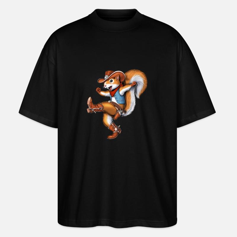 Eichhörnchen Cowboy - Stanley/Stella Oversized Unisex Bio T-Shirt Blaster 2.0 - Schwarz