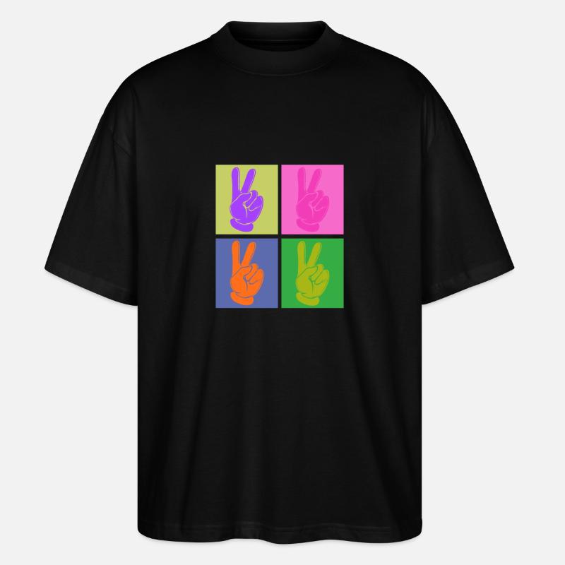 Bunter Friedensgriff Pop Art Design - Stanley/Stella Oversized Unisex Bio T-Shirt Blaster 2.0 - Schwarz