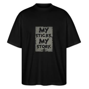 Arnis Eskrima Kali Philippinischer Martial - Stanley/Stella Oversized Unisex Bio T-Shirt Blaster 2.0 - Schwarz - Vorne - Alina (178cm) & Michal (187cm)