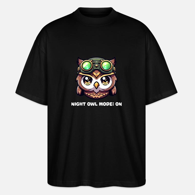 Nachteulen-Modus: Über Eulen-Design - Stanley/Stella Oversized Unisex Bio T-Shirt Blaster 2.0 - Schwarz