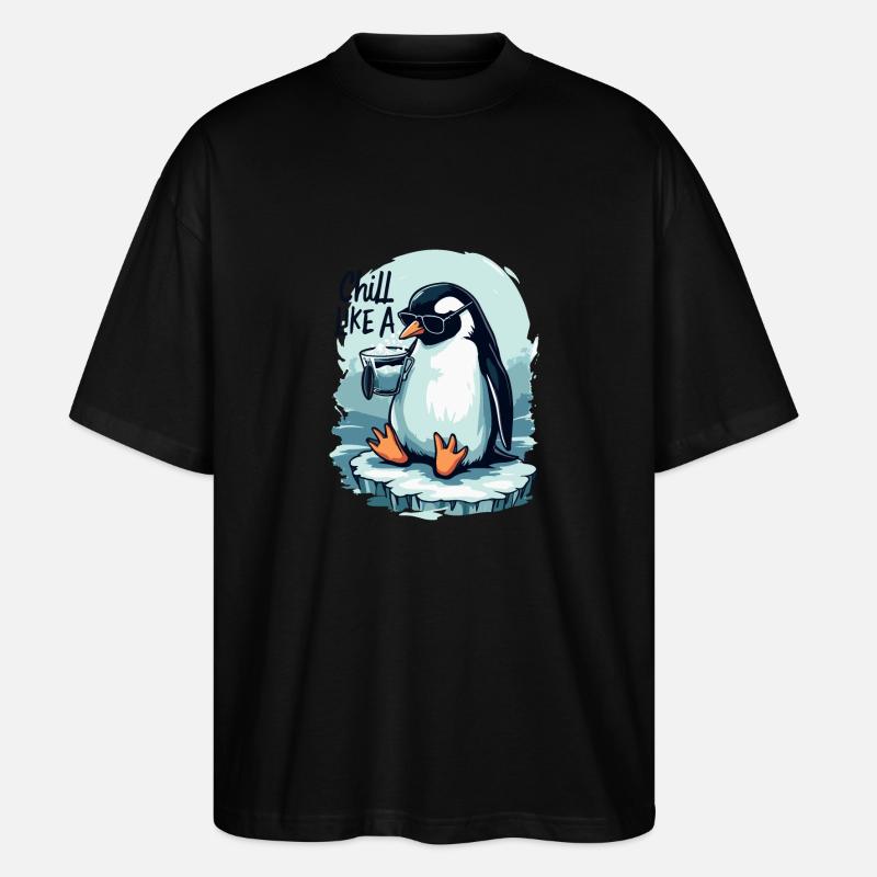 PINGUIN - Stanley/Stella Oversized Unisex Bio T-Shirt Blaster 2.0 - Schwarz