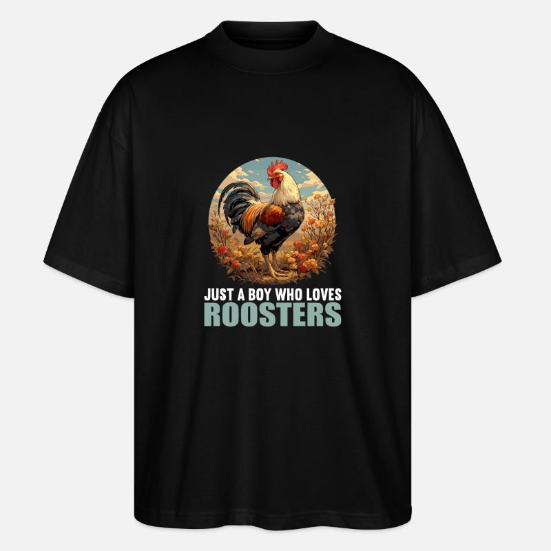 Rooster Hähne Hahn - Stanley/Stella Oversized Unisex Bio T-Shirt Blaster 2.0 - Schwarz