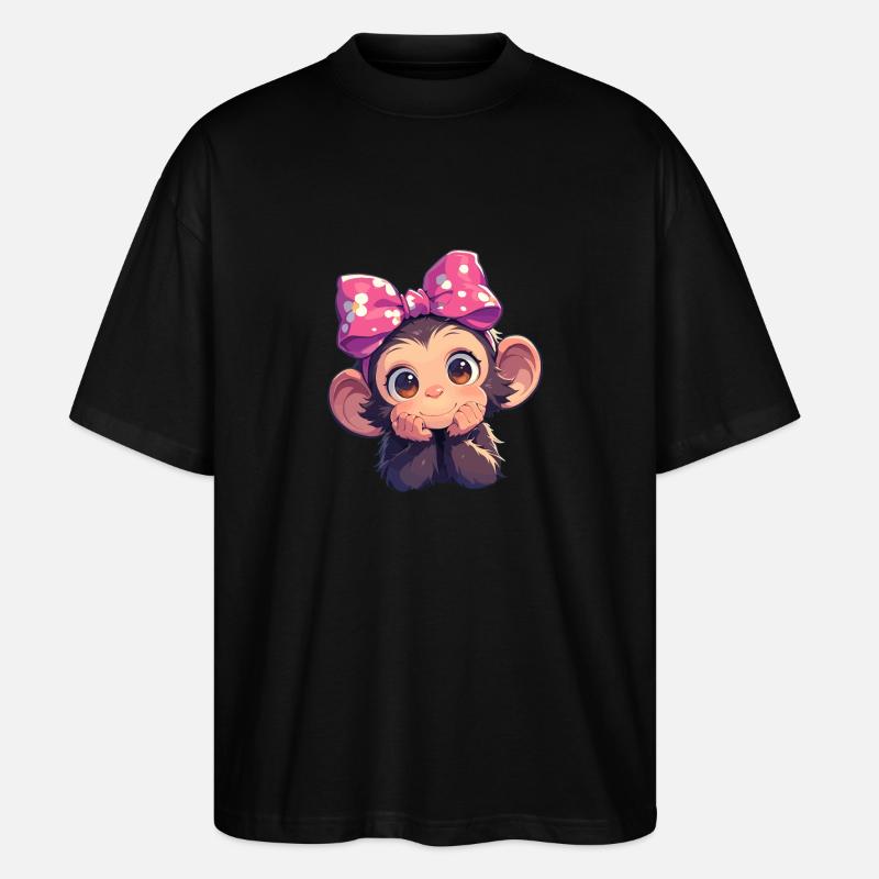 Chimpanzee Schimpansen Schimpanse - Stanley/Stella Oversized Unisex Organic T-shirt Blaster 2.0 - black