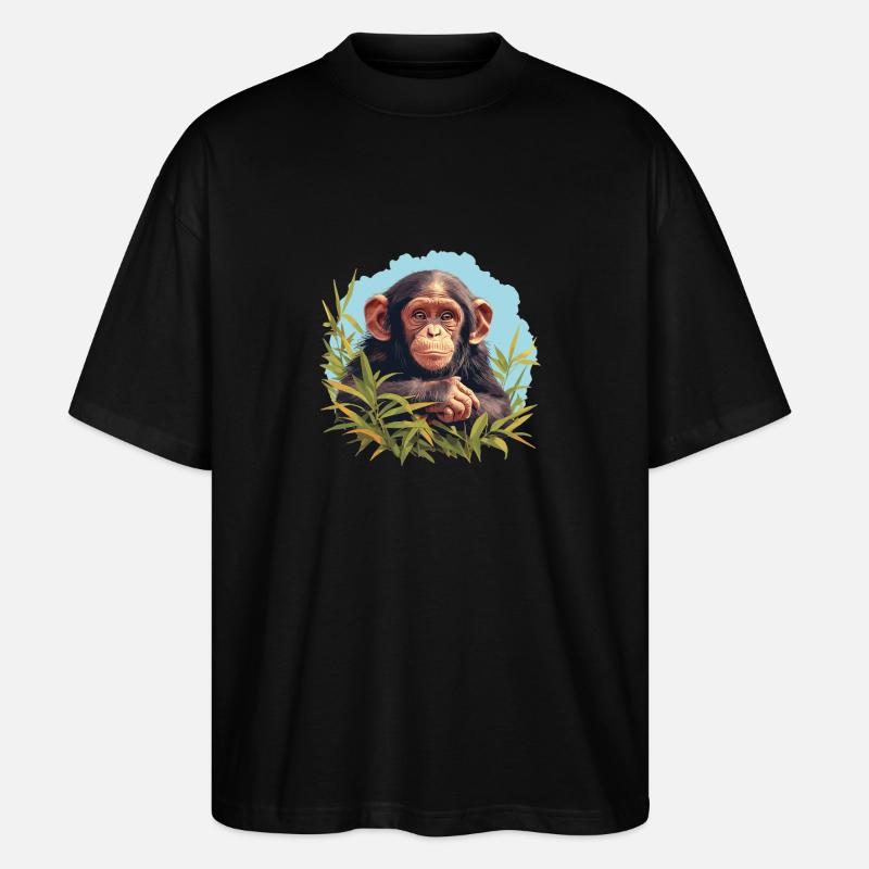 Chimpanzee Schimpansen Schimpanse - Stanley/Stella Oversized Unisex Bio T-Shirt Blaster 2.0 - Schwarz