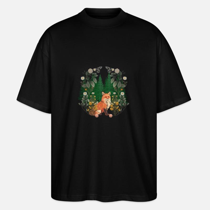 Fuchs Füchse Wald Waldtiere Waldbewohner - Stanley/Stella Oversized Unisex Bio T-Shirt Blaster 2.0 - Schwarz