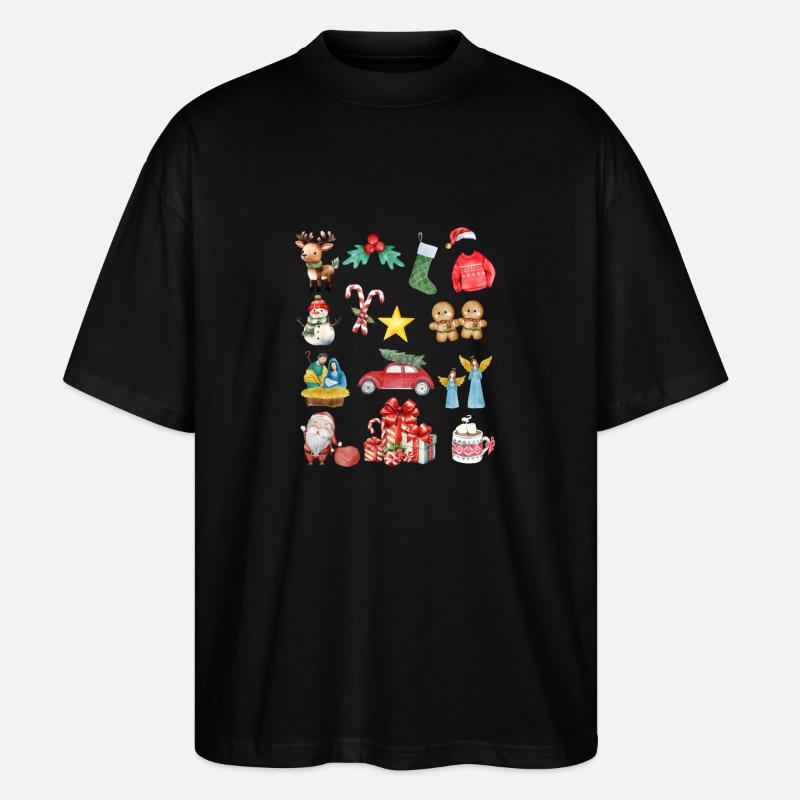 Symboles de Noël - T-shirt bio Blaster 2.0 coupe oversize Stanley/Stella Unisexe - noir