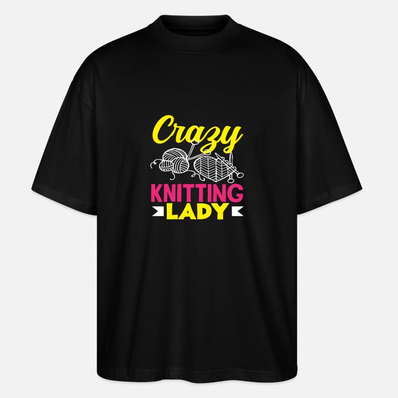 Crazy Knitting Lady Creative Knitting - Stanley/Stella Oversized Unisex Organic T-shirt Blaster 2.0 - black