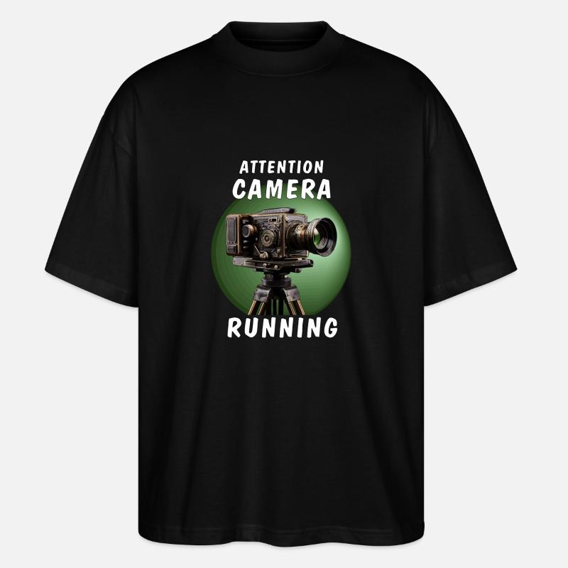 ATTENTION CAMERA RUNNING - Stanley/Stella Oversized Unisex Bio T-Shirt Blaster 2.0 - Schwarz