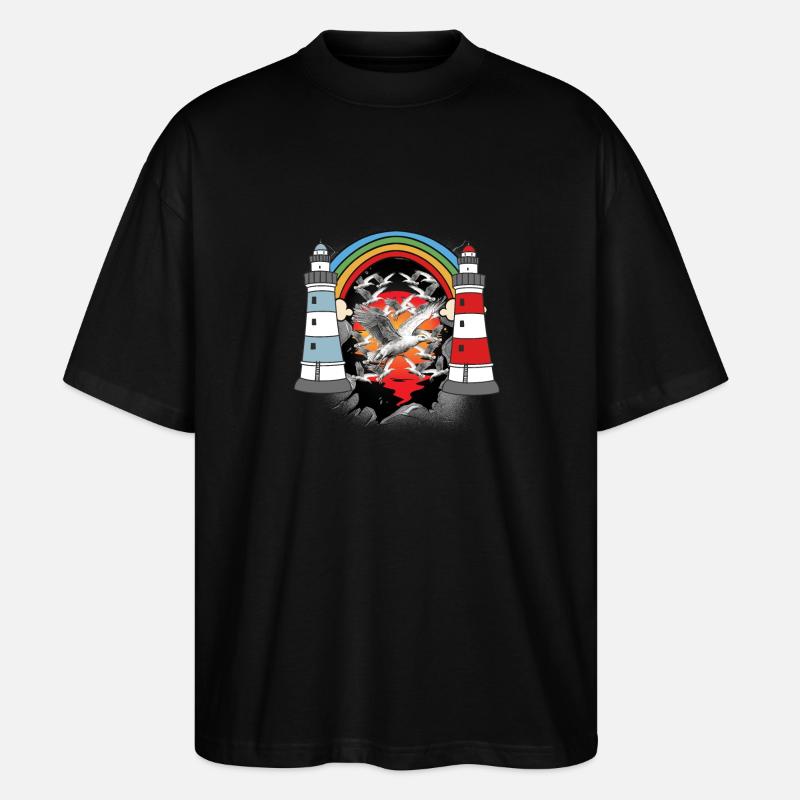 maritime, lighthouse, lighthouses, seagulls, seagulls - Stanley/Stella Oversized Unisex Organic T-shirt Blaster 2.0 - black