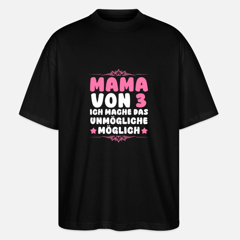 Maman de 3 enfants - T-shirt bio Blaster 2.0 coupe oversize Stanley/Stella Unisexe - noir