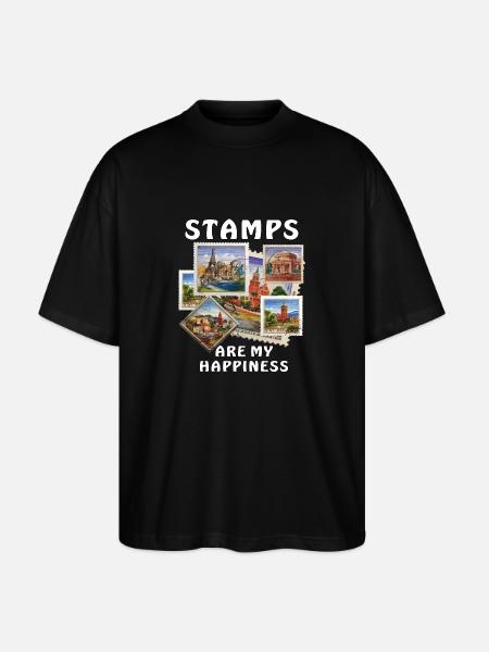STAMPS ARE MY HAPPINESS - Stanley/Stella Oversized Unisex Organic T-shirt Blaster 2.0 - black