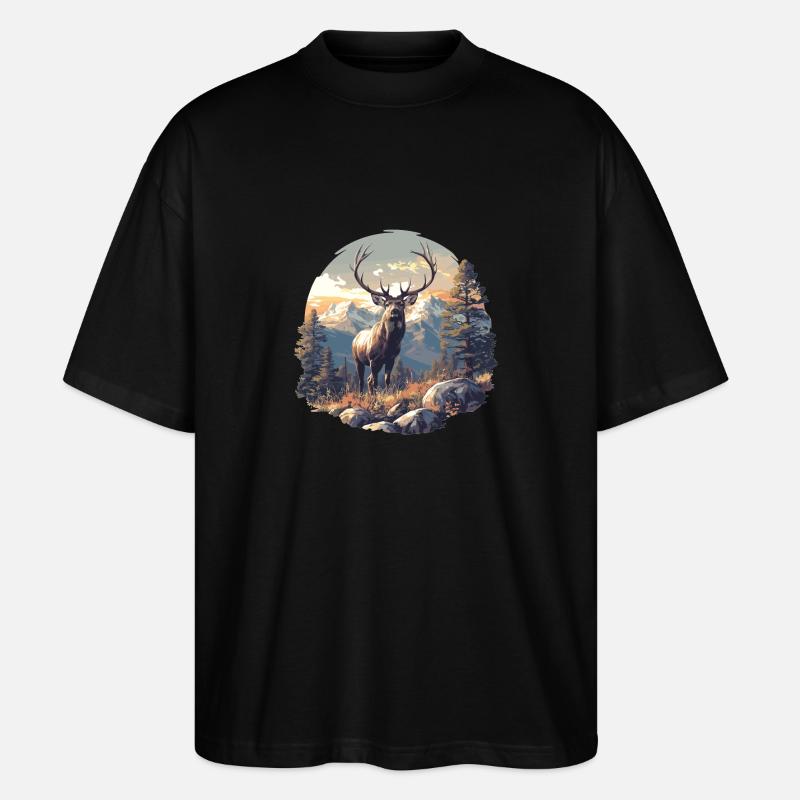 Hirsche Hirsch - Stanley/Stella Oversized Unisex Bio T-Shirt Blaster 2.0 - Schwarz