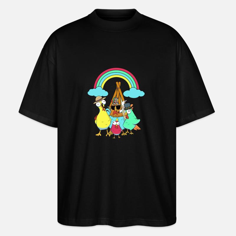 Hippie Tipi Kyllinger Hippies Kylling - Stanley/Stella Blaster 2.0 Økologisk Oversized Unisex T-skjorte - svart