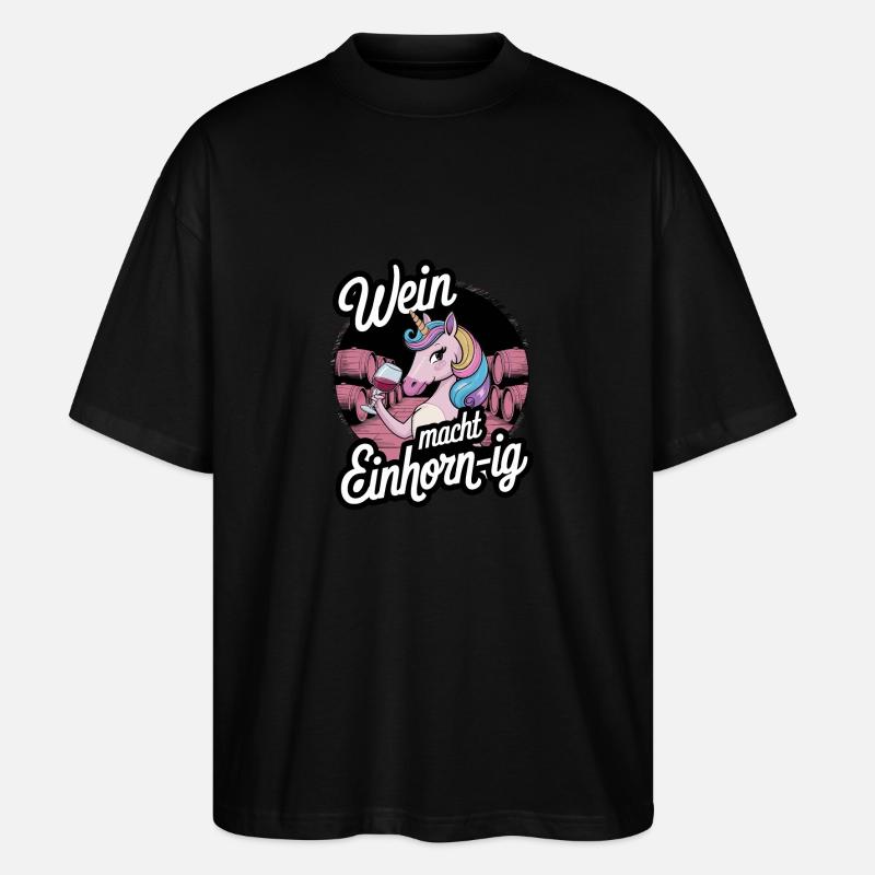 Wein macht Einhorn-ig - Stanley/Stella Oversized Unisex Bio T-Shirt Blaster 2.0 - Schwarz