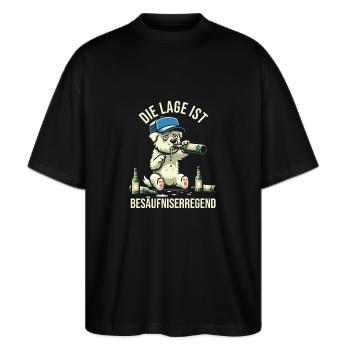 Die Lage Ist Besäufniserregend Bier Hund - Stanley/Stella Oversized Unisex Bio T-Shirt Blaster 2.0 - Schwarz - Vorne - Alina (178cm) & Michal (187cm)