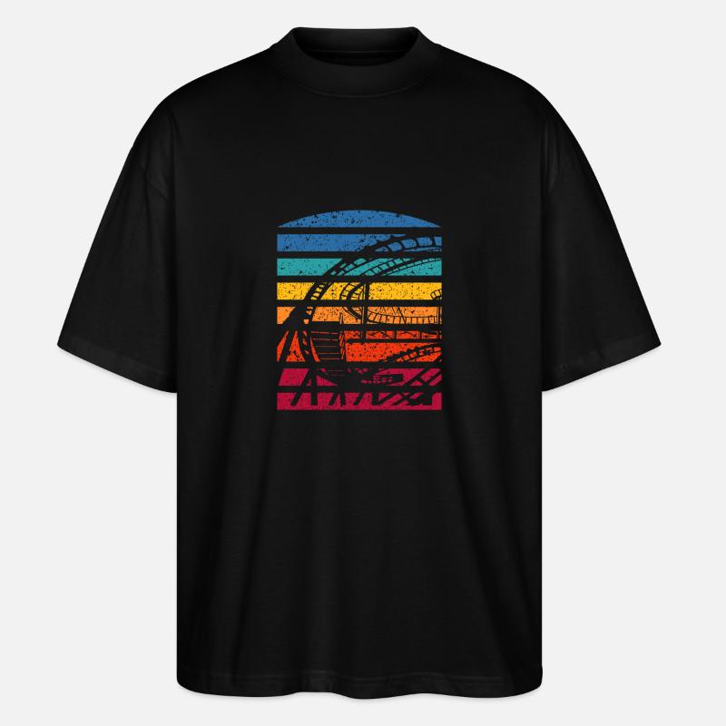 Retro Roller Coaster Silhouette Adventure - Stanley/Stella Oversized Unisex Organic T-shirt Blaster 2.0 - black