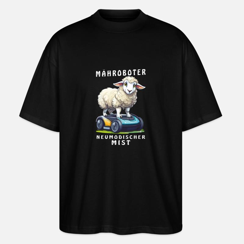 SHEEP ROBOTIC LAWNMOWER NEWFANGLED CRAP - Stanley/Stella Oversized Unisex Organic T-shirt Blaster 2.0 - black