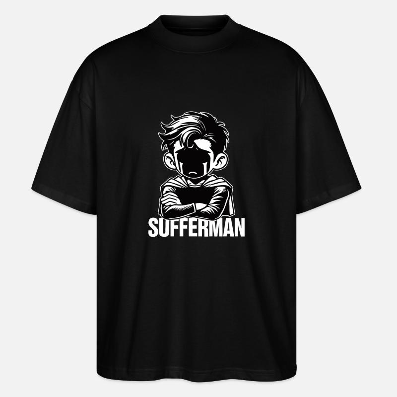 Sufferman Funny Superhero Parody - Stanley/Stella Oversized Unisex Organic T-shirt Blaster 2.0 - black