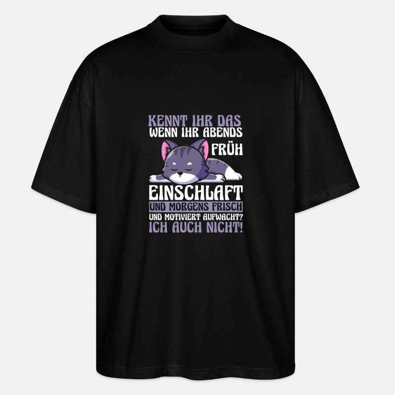 Faulenzer Langschläfer Motivation Katze - Stanley/Stella Oversized Unisex Bio T-Shirt Blaster 2.0 - Schwarz