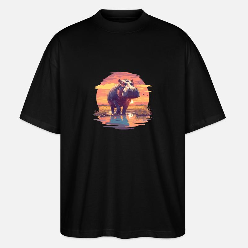 Nilpferd Flußpferd - Stanley/Stella Oversized Unisex Bio T-Shirt Blaster 2.0 - Schwarz