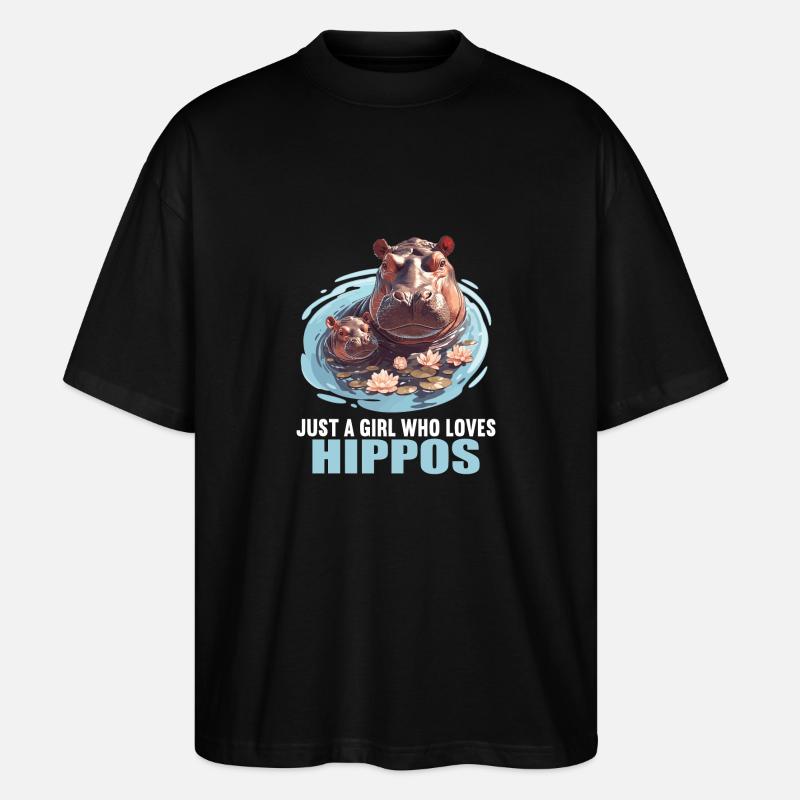 Nilpferd Flußpferd - Stanley/Stella Oversized Unisex Bio T-Shirt Blaster 2.0 - Schwarz
