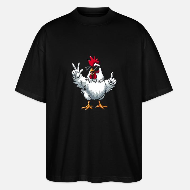 Hahn mit Sonnenbrille - Stanley/Stella Oversized Unisex Bio T-Shirt Blaster 2.0 - Schwarz
