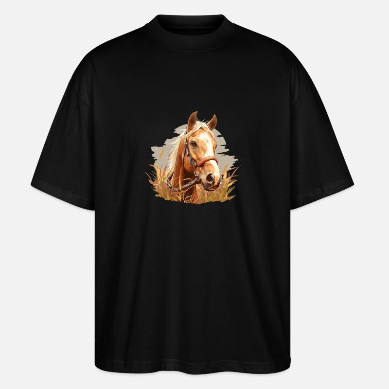 Pferde Pferd - Stanley/Stella Oversized Unisex Bio T-Shirt Blaster 2.0 - Schwarz