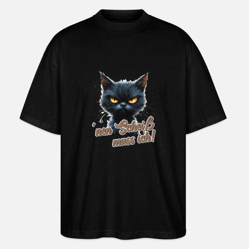 Drôle de chat avec dicton - T-shirt bio Blaster 2.0 coupe oversize Stanley/Stella Unisexe - noir