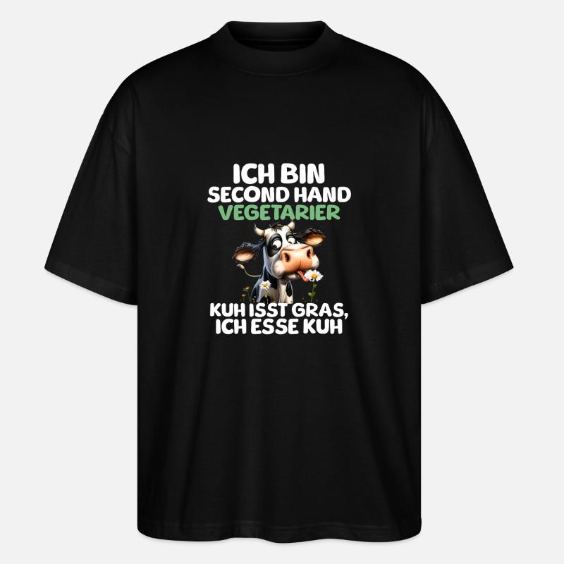 Second Hand Vegetarier - Stanley/Stella Oversized Unisex Bio T-Shirt Blaster 2.0 - Schwarz